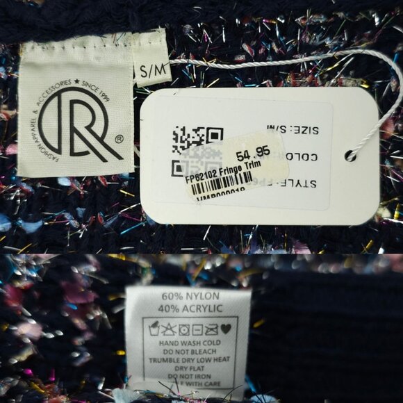 Original USA Open Front Cardigan Women S/M Sparkle Glitz Fringe Ribbon Weave NEW - Picture 7 of 16